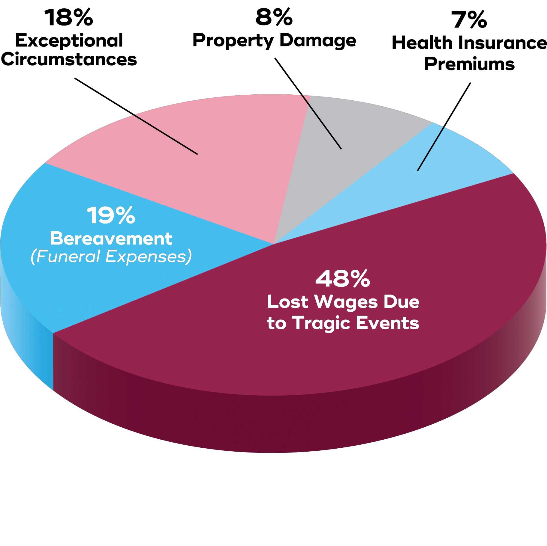 pie chart of damage percentages